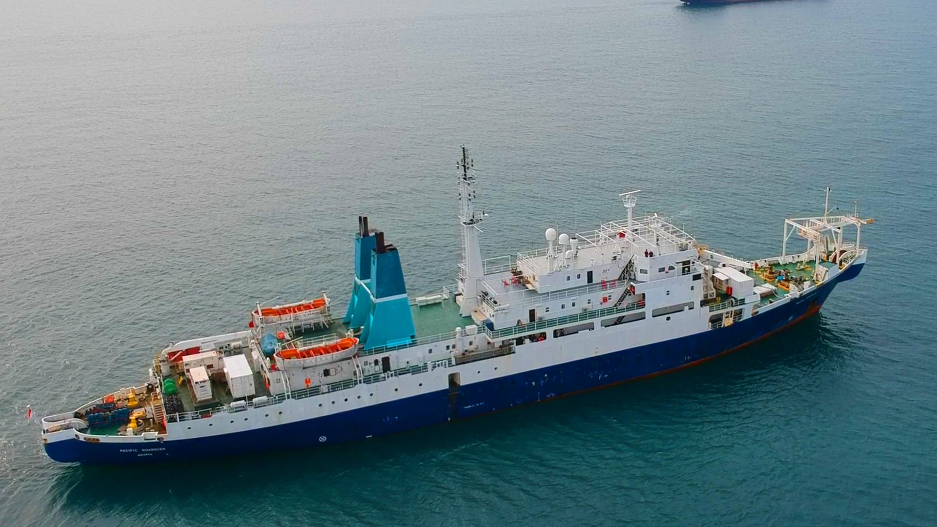Pacific Guardian, aerial view at sea